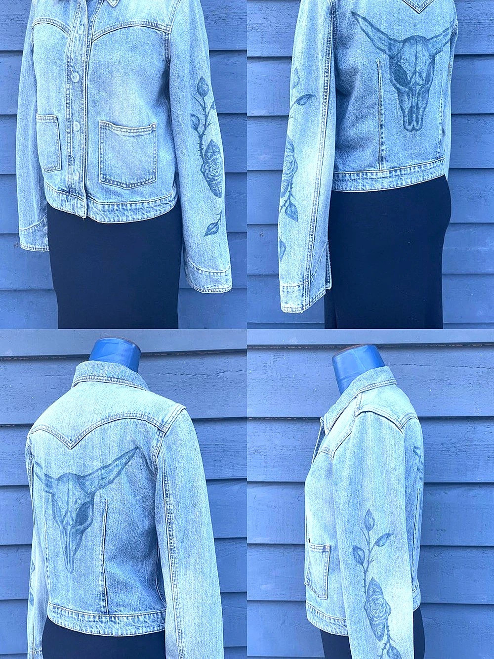 Embroidered Blue Denim Jacket Like New